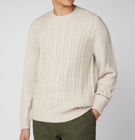 Cotton Cable-Knit Crewneck