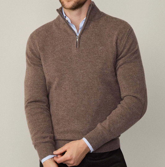 Ribbed Half-Zip Polo Sweater