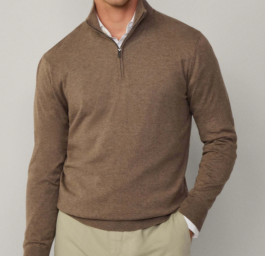 Ribbed Half-Zip Polo Sweater