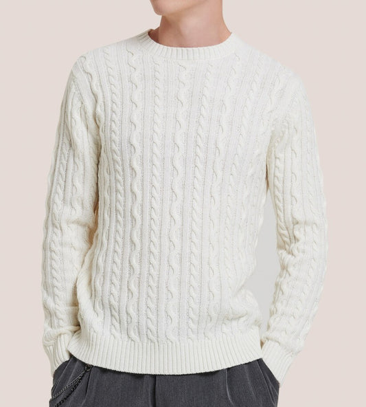 Cotton Cable-Knit Crewneck